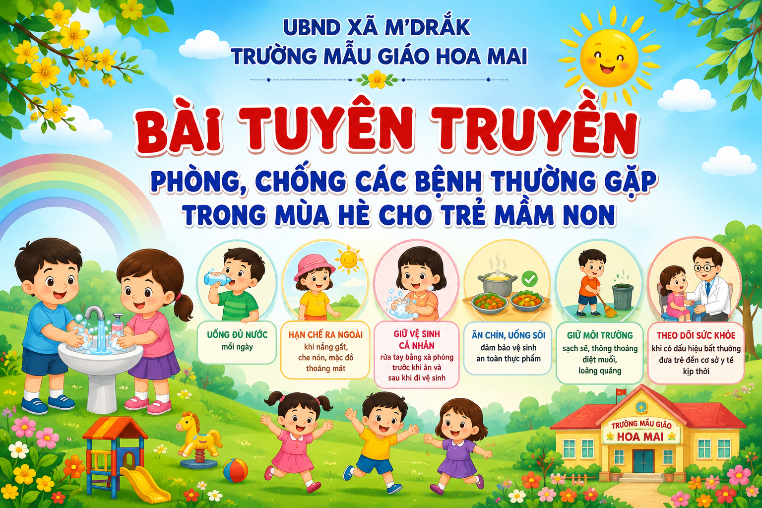 Tuyên truyền phòng chống các bệnh thường gặp trong mùa hè cho trẻ Mầm non Tuyên truyền phòng chống các bệnh thường gặp trong mùa hè cho trẻ Mầm non